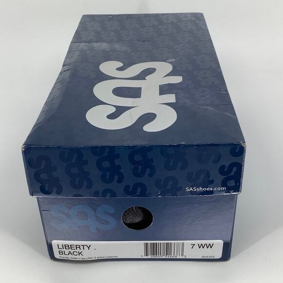 SAS Size 7WW Black Liberty Non Slip Lace Up Shoes Waterguard Leather P19-7 - Picture 9 of 11